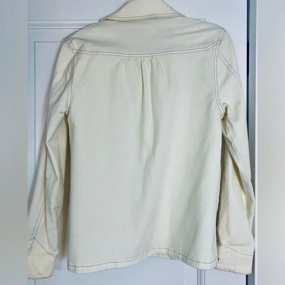 FRAME STRETCH DENIM CARPENTER JACKET IN OFF WHITE/IVORY - Picture 2 of 5